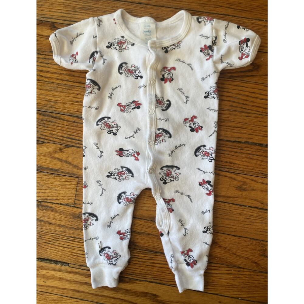 Vintage Disney Minnie Mouse One Piece Romper Jumpsuit Girls Baby Newborn 0-3M